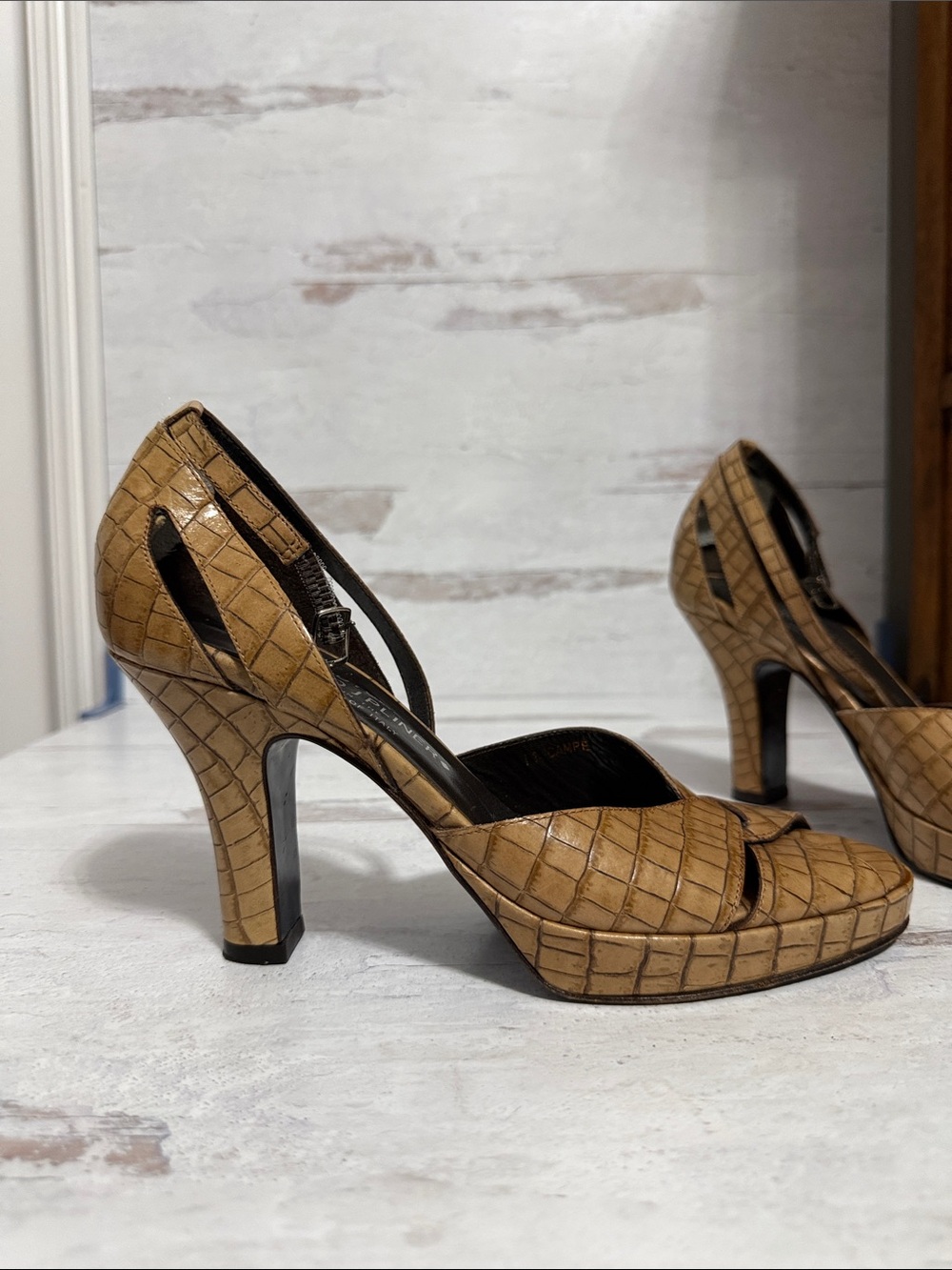 Donald J. Pliner Saddle-Tone Woven Peep-Toe Pumps